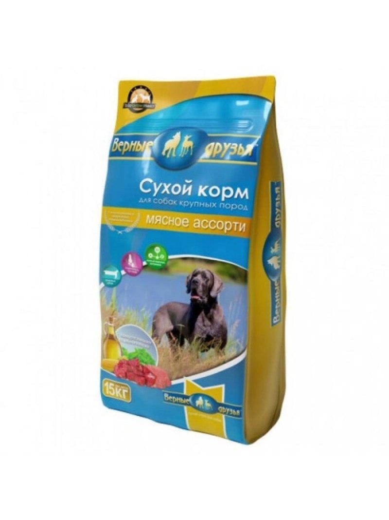 Верные друзья для взрослых собак мясное ассорти 15кг
