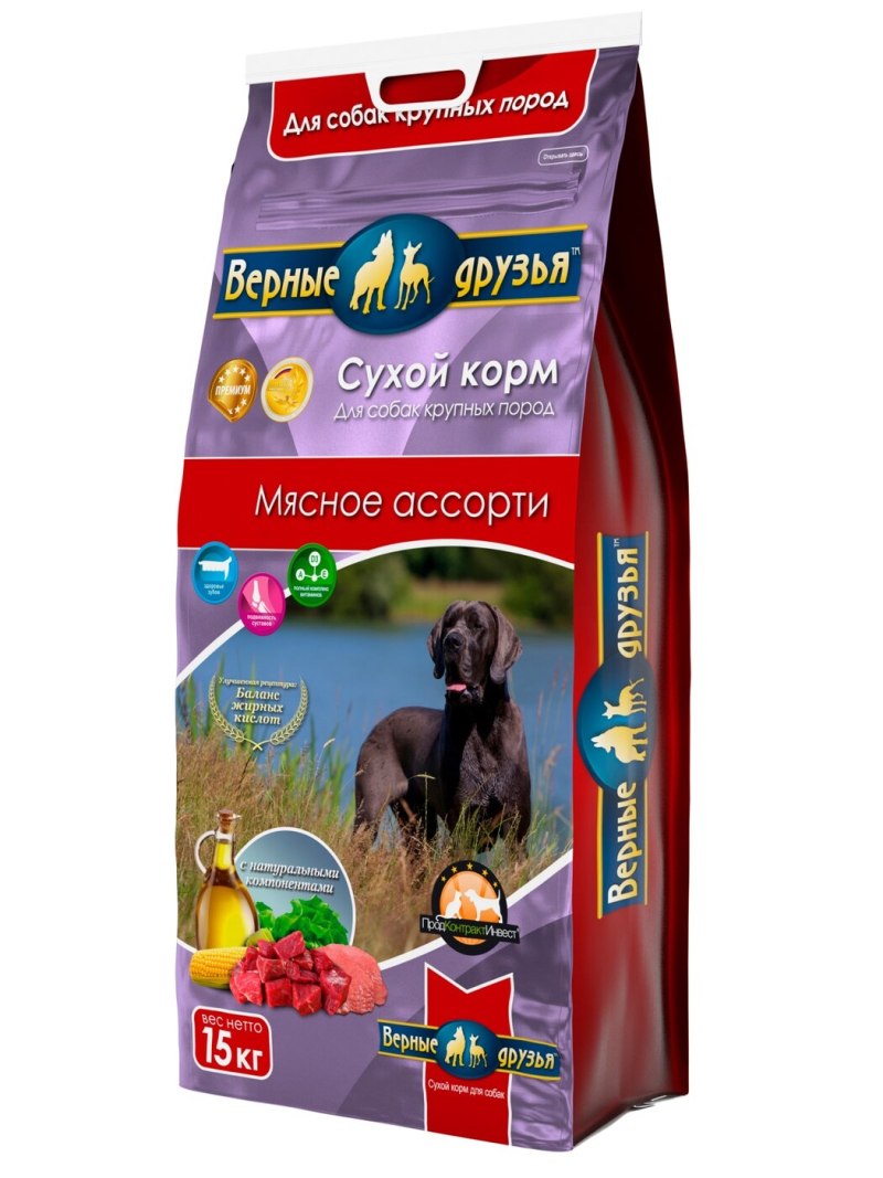 Верные друзья для взрослых собак мясное ассорти 15кг