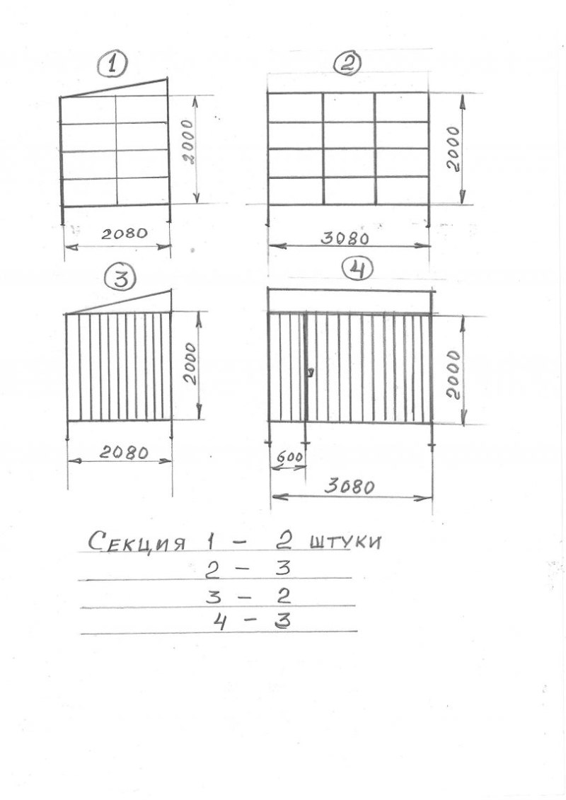 Чертеж вольера для алабая с размерами