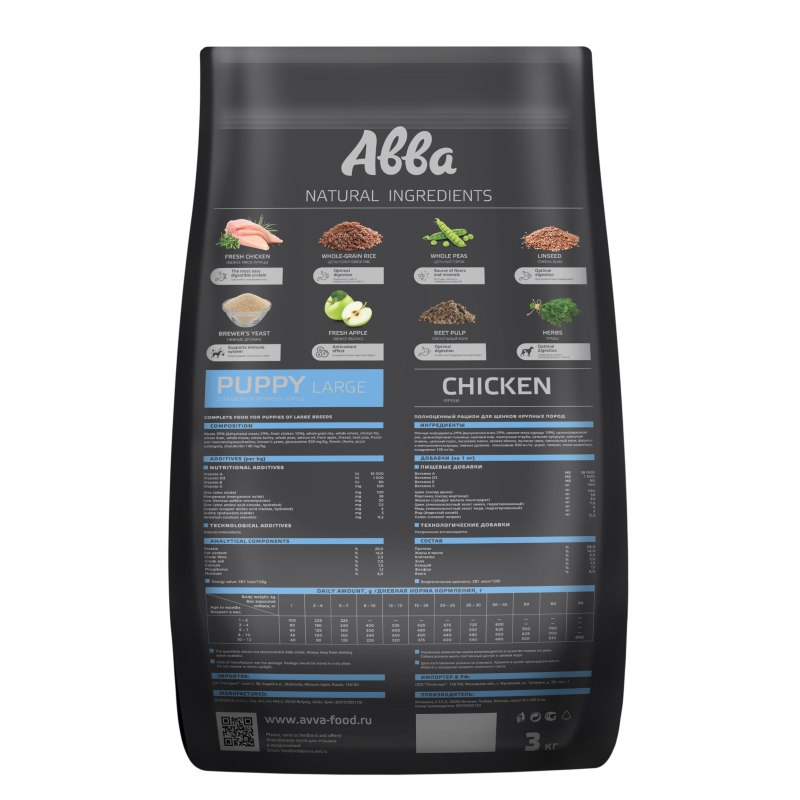 Корм для собак Авва (12 кг) Premium large Adult Chicken