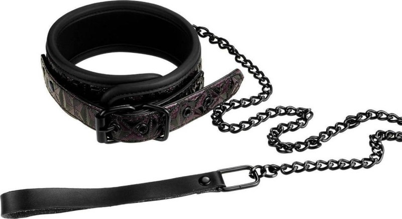 Фиолетово-чёрный ошейник с поводком Blaze Collar and Leash Purple
