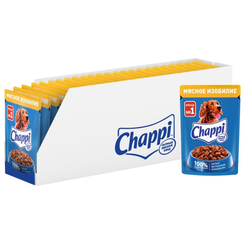 Корм для собак Chappi мясное изобилие 24шт. Х 100г