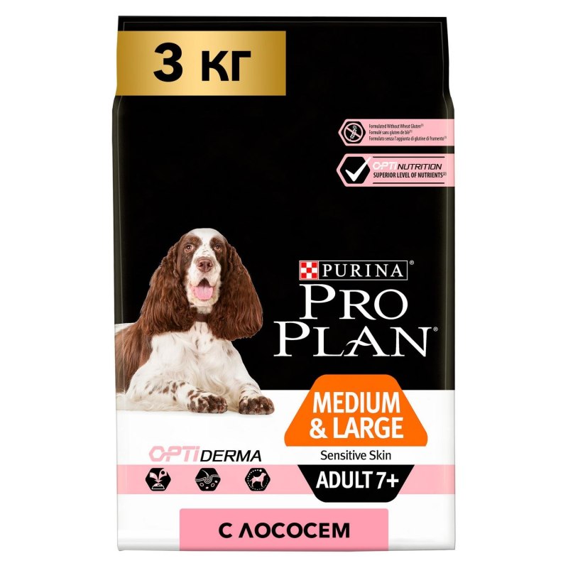PROPLAN Medium Adult sensitive Skin для взрослых собак средних пород "лосось" 7 кг.