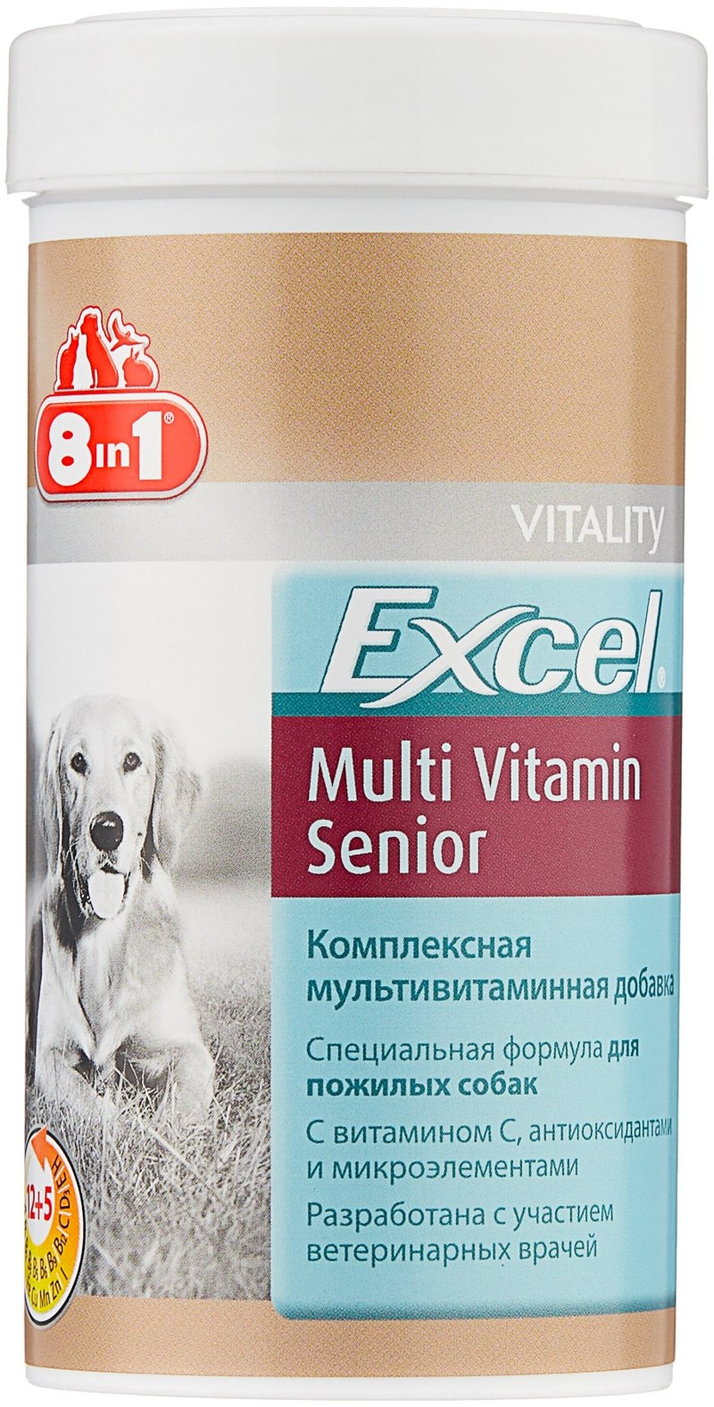 8 В 1 - мультивитамины для пожилых собак excel Multi Vitamin Senior, 70таб.
