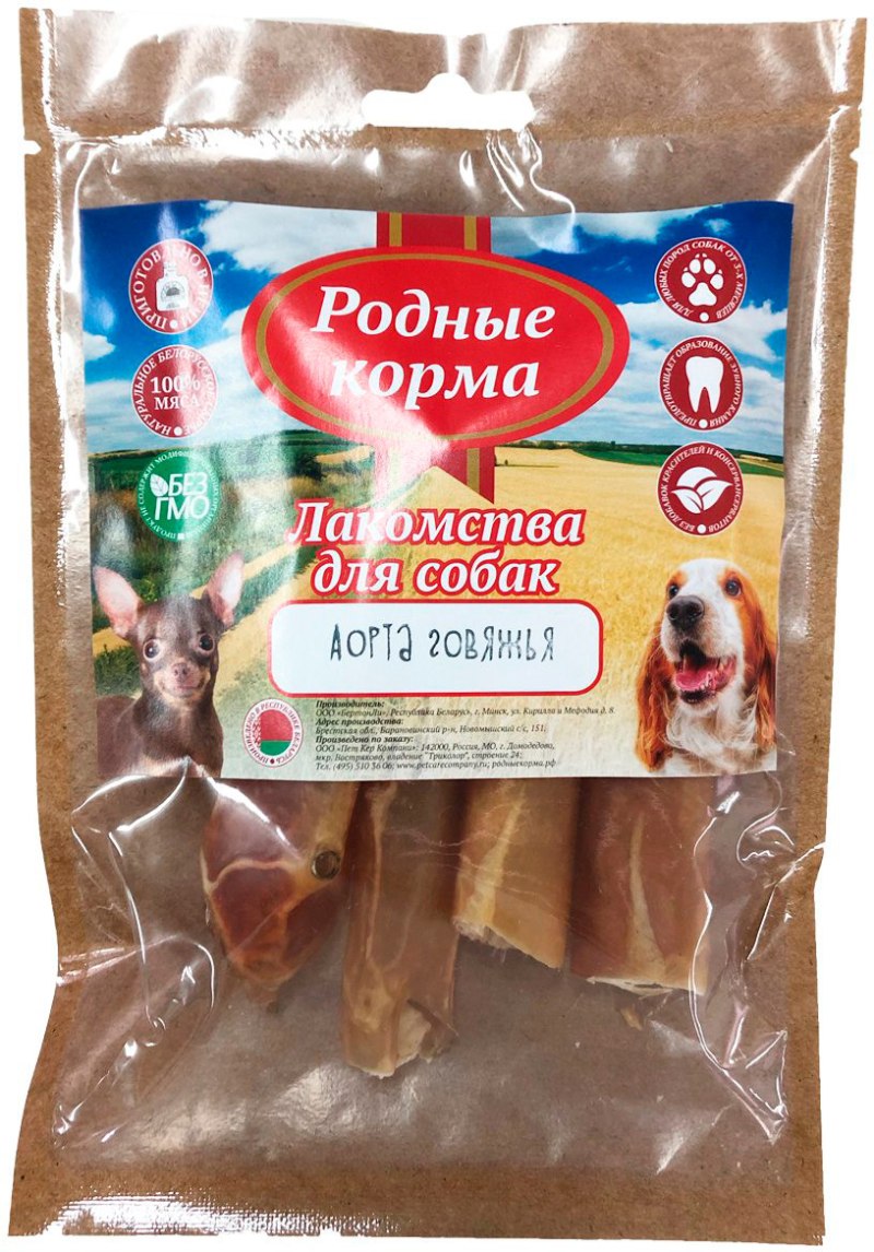 Родные корма 40 г лакомство для собак сухожилия говяжьи соломка