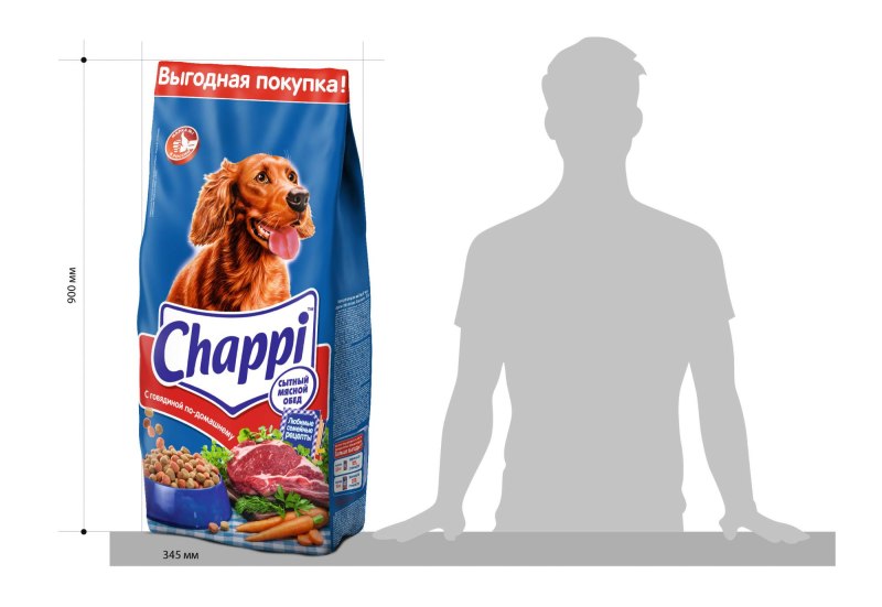 Корм сухой для собак Chappi сытный мясной обед мясное изобилие 15 кг