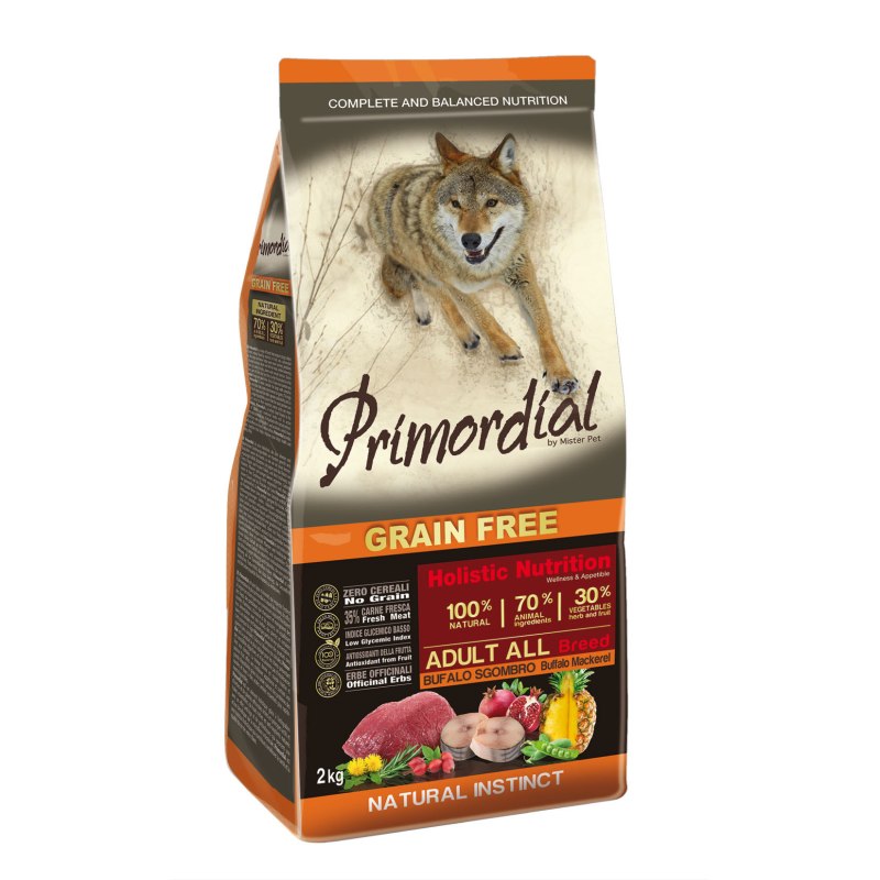 Корм для собак Primordial (2 кг) Adult all Breed буйвол, скумбрия