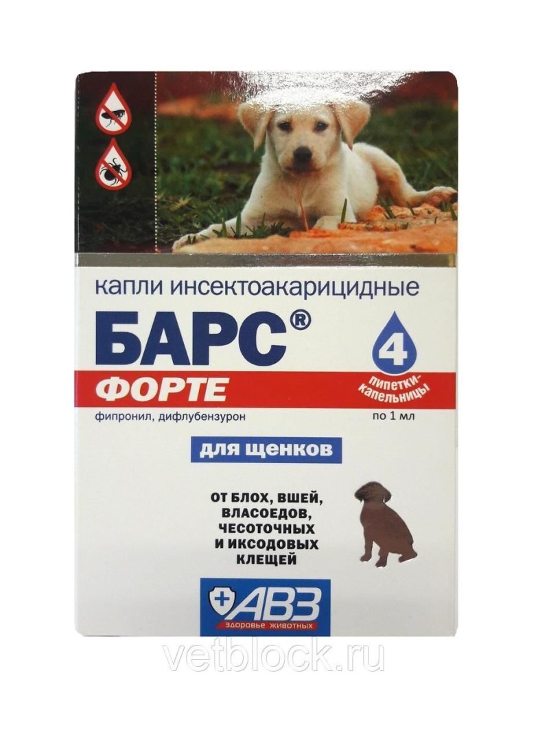 Барс форте капли д/щенков инсектоакарицид (уп 4пип) 1пипет