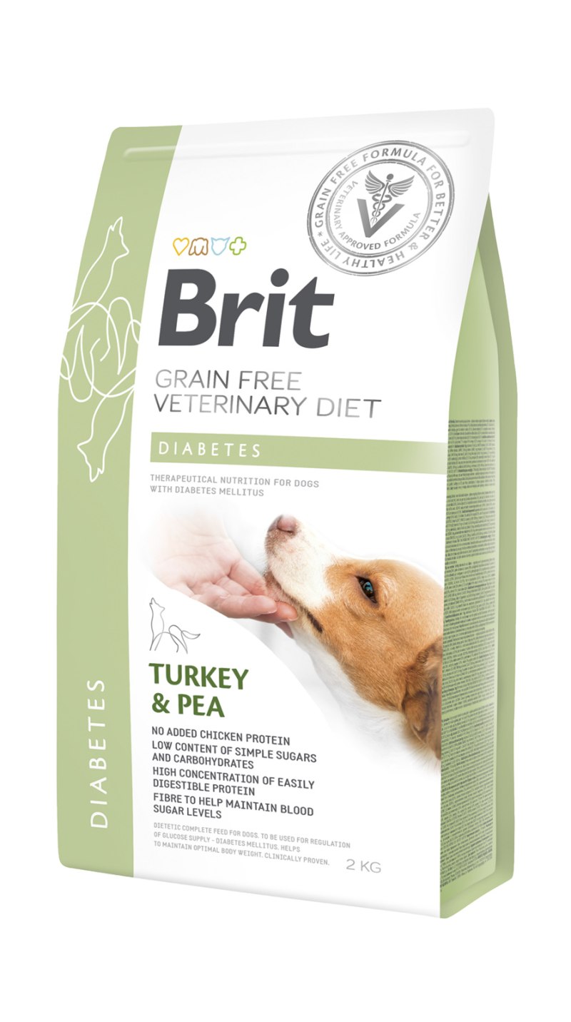 Корм для собак Brit Veterinary Diet при сахарном диабете, индейка с горошком 12 кг