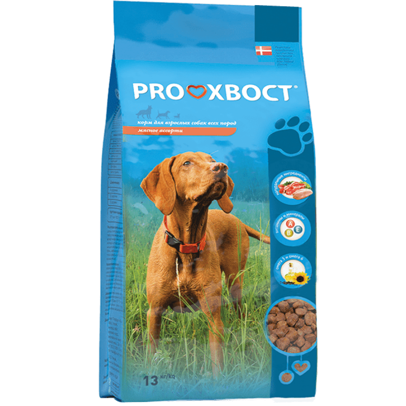 PROХВОСТ 13кг. Корм для собак, мясное ассорти