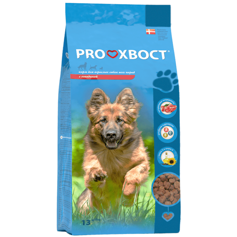 PROХВОСТ 13 кг корм сухой для собак, мясное ассорти