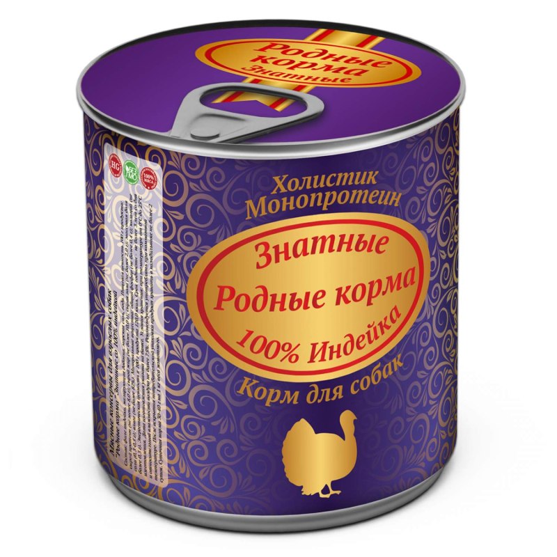 Родные корма 100% корм для собак говядина: 340 гр