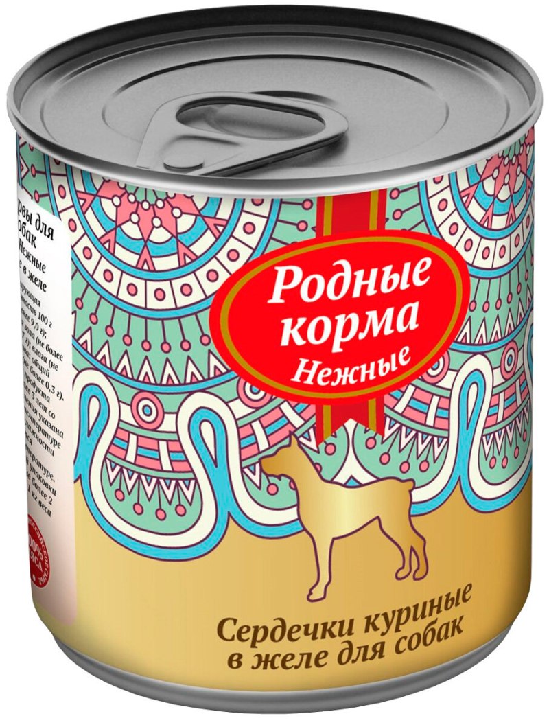 Корм для собак родные корма (0.24 кг) 1 шт. Нежные консервы для взрослых собак сердечки индюшиные