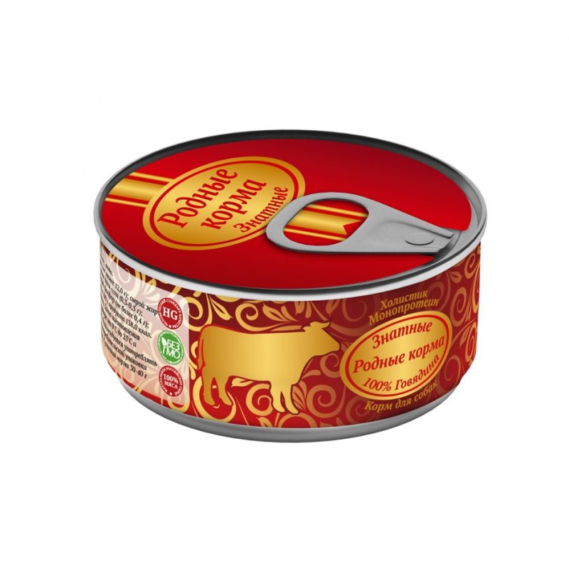 Родные корма 100% корм для собак говядина: 340 гр
