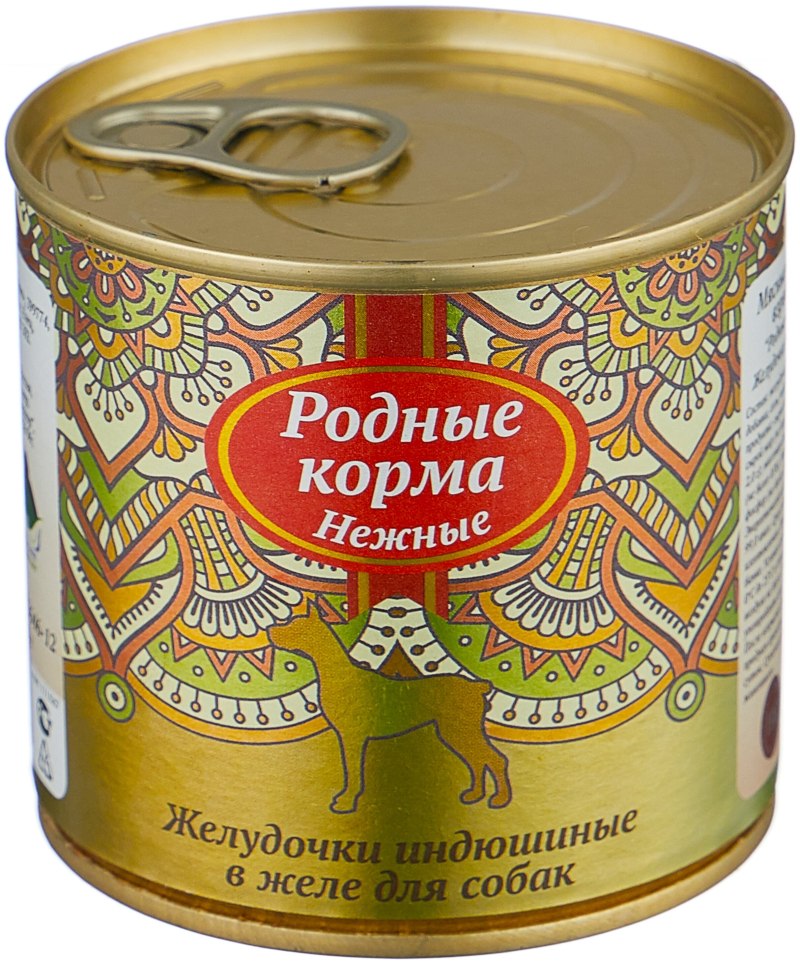 Корм для собак родные корма (0.24 кг) 1 шт. Нежные консервы для взрослых собак желудочки куриные