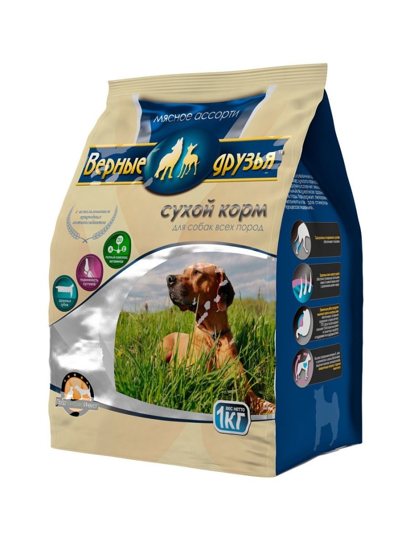Корм для собак верные друзья (1 кг) сухой для всех пород - говядина