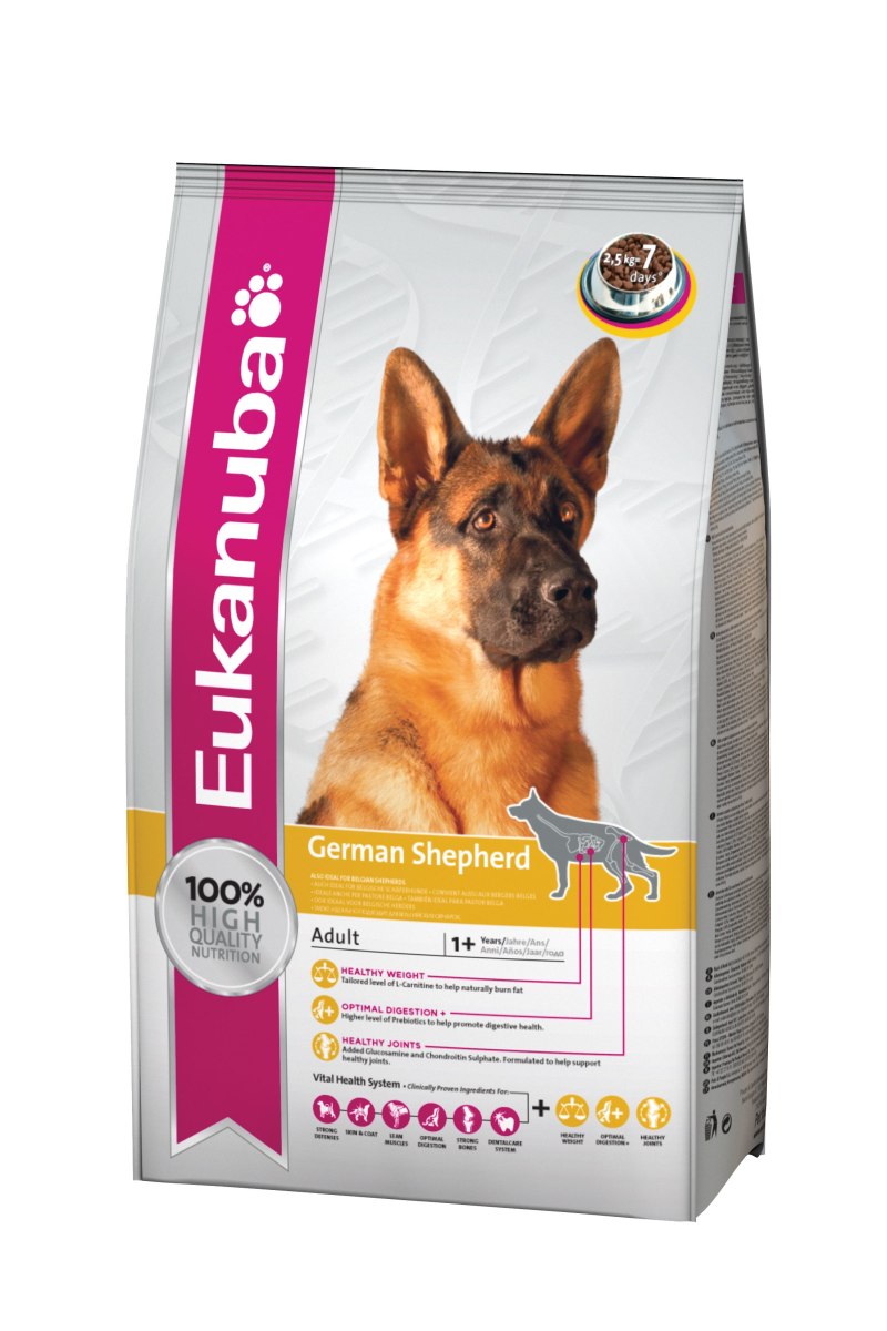 Корм для собак Eukanuba Breed specific немецкая овчарка для здоровья кожи и шерсти, курица 12 кг