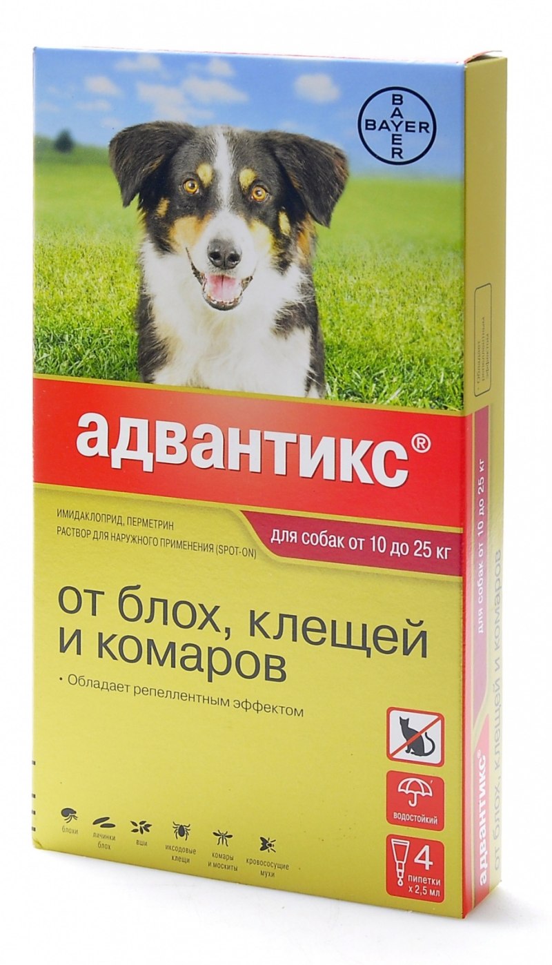 Bayer Адвантикс капли для собак 4-10 кг от блох, клещей