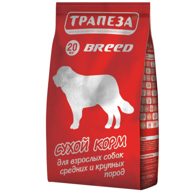Корм сухой Трапеза Breed для собак 1+1 20 кг