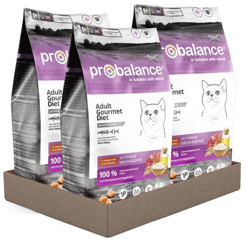 Корм сухой для собак PROBALANCE Gourmet Diet Beef Lamb, с говядиной и ягненком, 15 кг