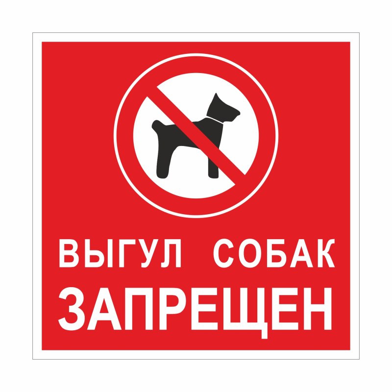 Табличка выгул собак