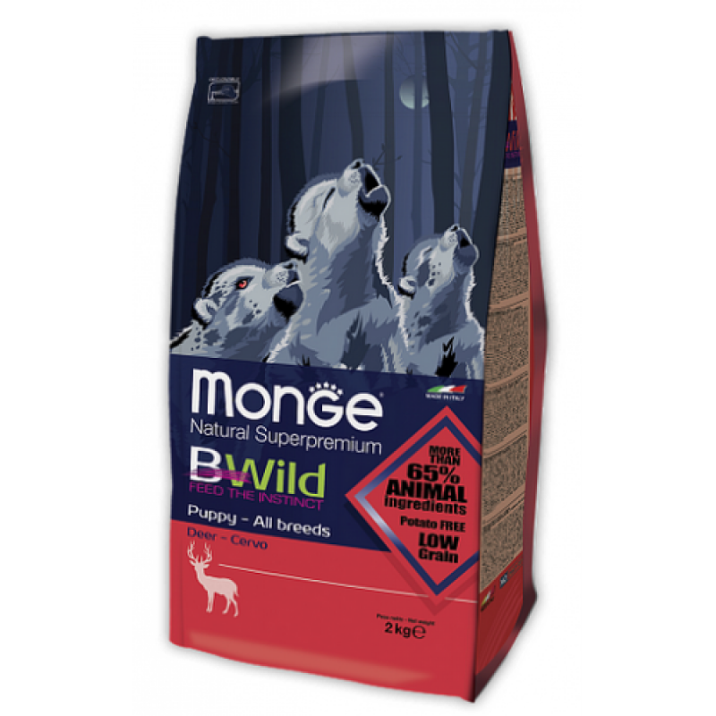 Корм для щенков Monge Bwild Feed the Instinct оленина 15 кг