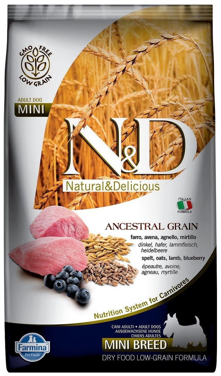 Фармина n&d Low Grain корм сухой для щенков ягненок/черника 12кг
