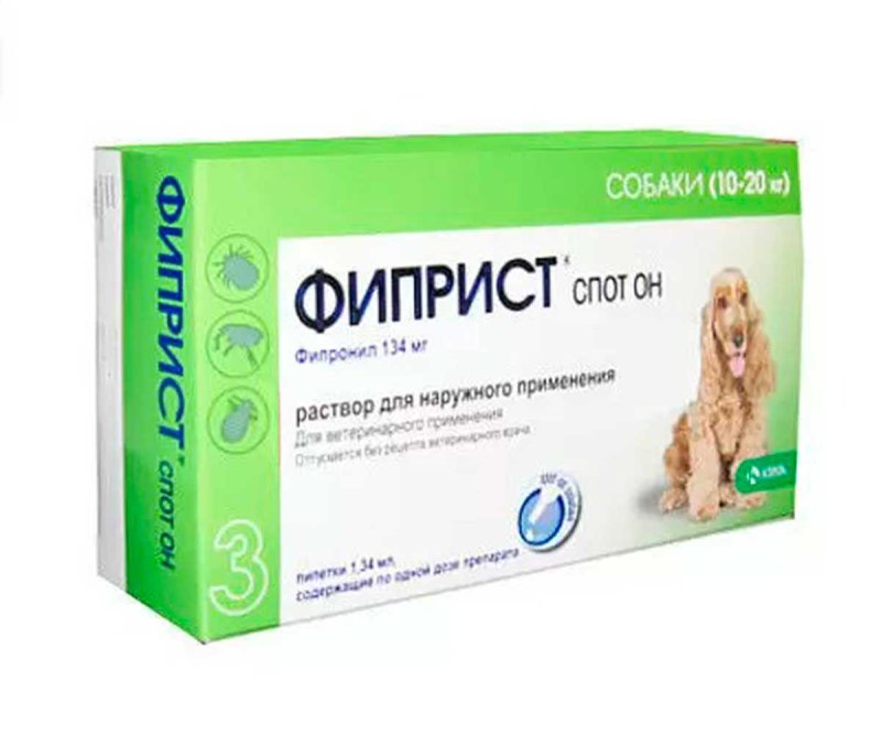 Фиприст спот он капли для собак 10 20кг