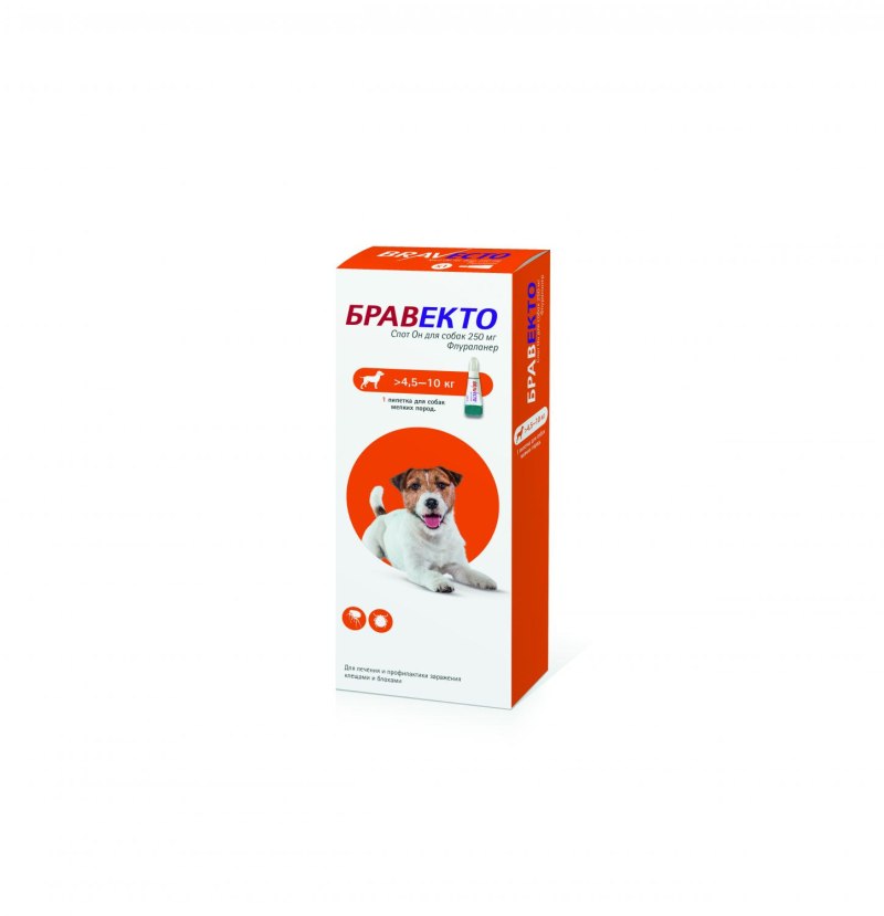 Бравекто (MSD animal Health) капли от блох и клещей спот он для собак 4,5-10 кг