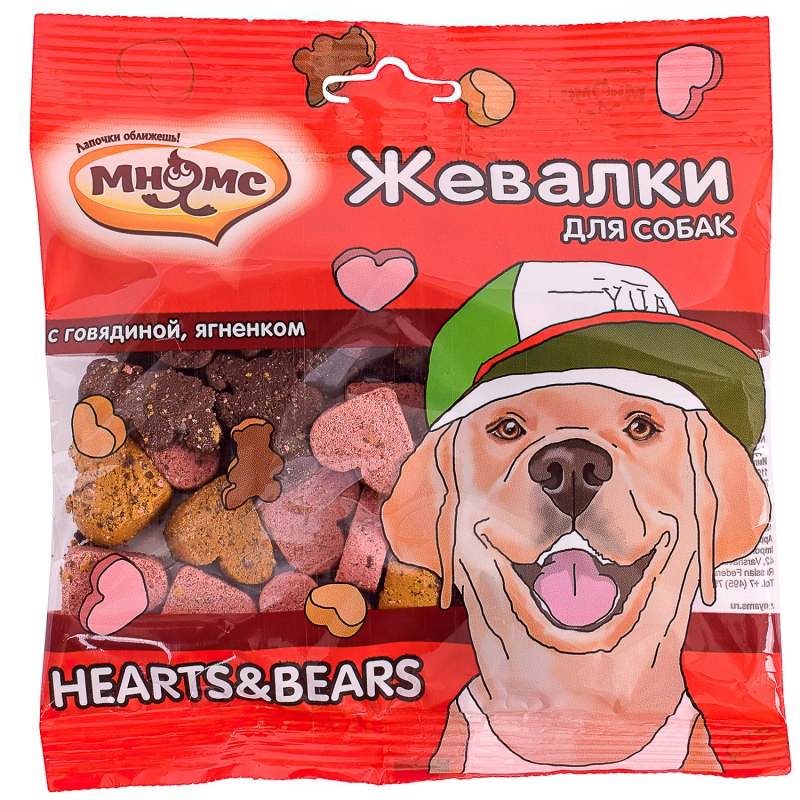 "Мнямс" жевалки Hearts&Bears с говядиной и ягненком, 150г