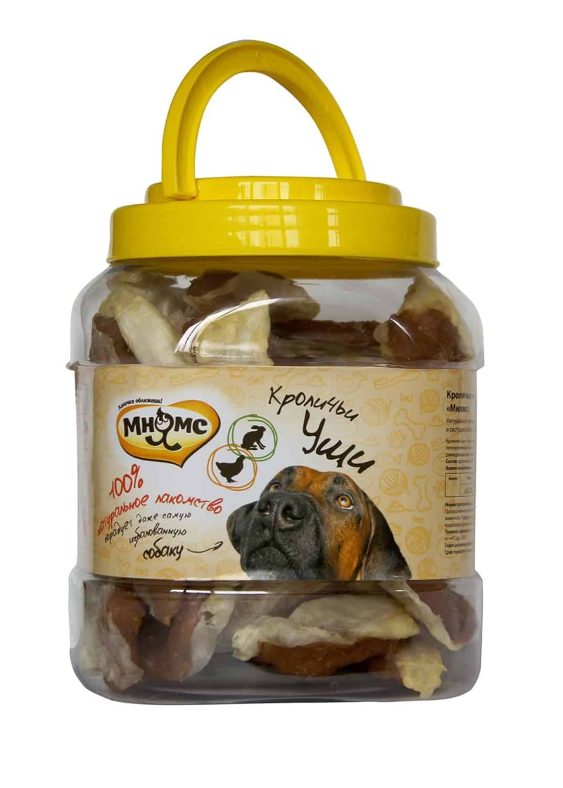 Мнямс лакомство для собак кроличьи уши с куриным мясом 80 г