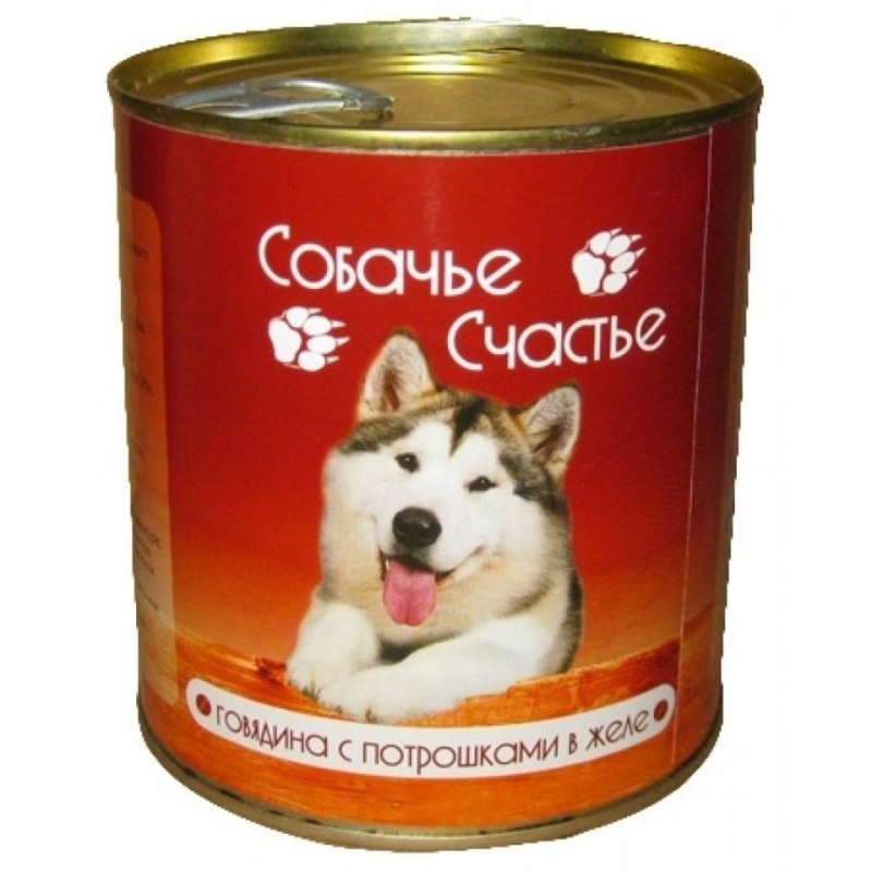 Корм для собак Собачье счастье консервы для собак говяжьи потрошки с рисом (0.75 кг) 9 шт.