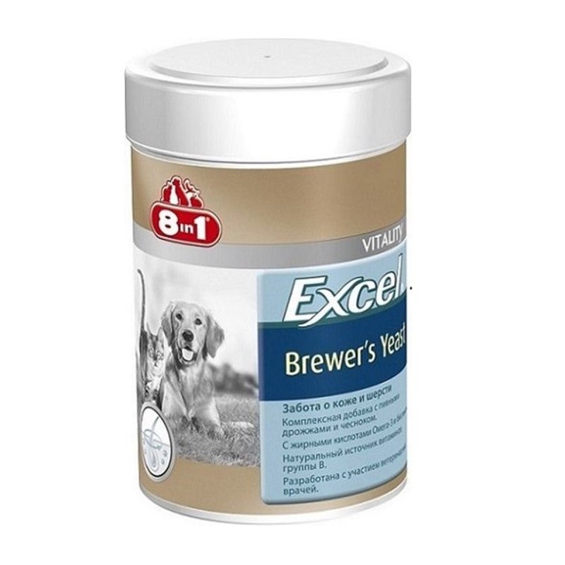 8 In 1 excel Brewer's yeast витамины забота о коже и шерсти для собак и кошек