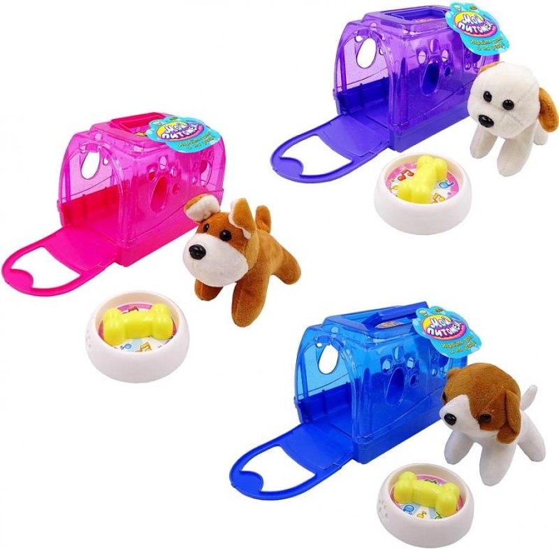 Мягкая игрушка ABTOYS мой питомец, собачка в переноске, 1 шт (pt-01231)