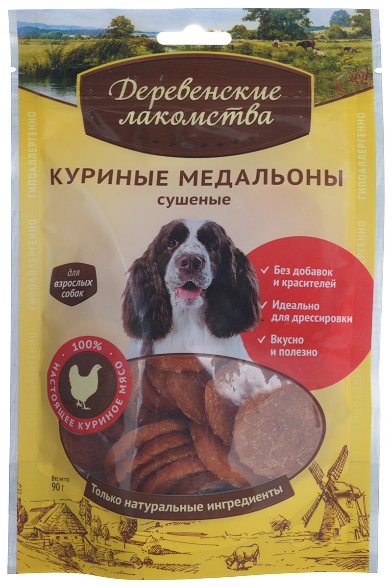 Деревенские лакомства: куриные медальоны д/собак, 90г (79711151)