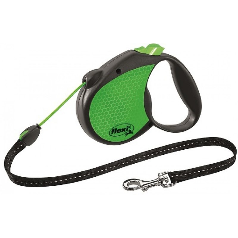 Flexi Рулетка Limited Edition Neon reflect m (до 20 кг) трос 5 м, зеленый