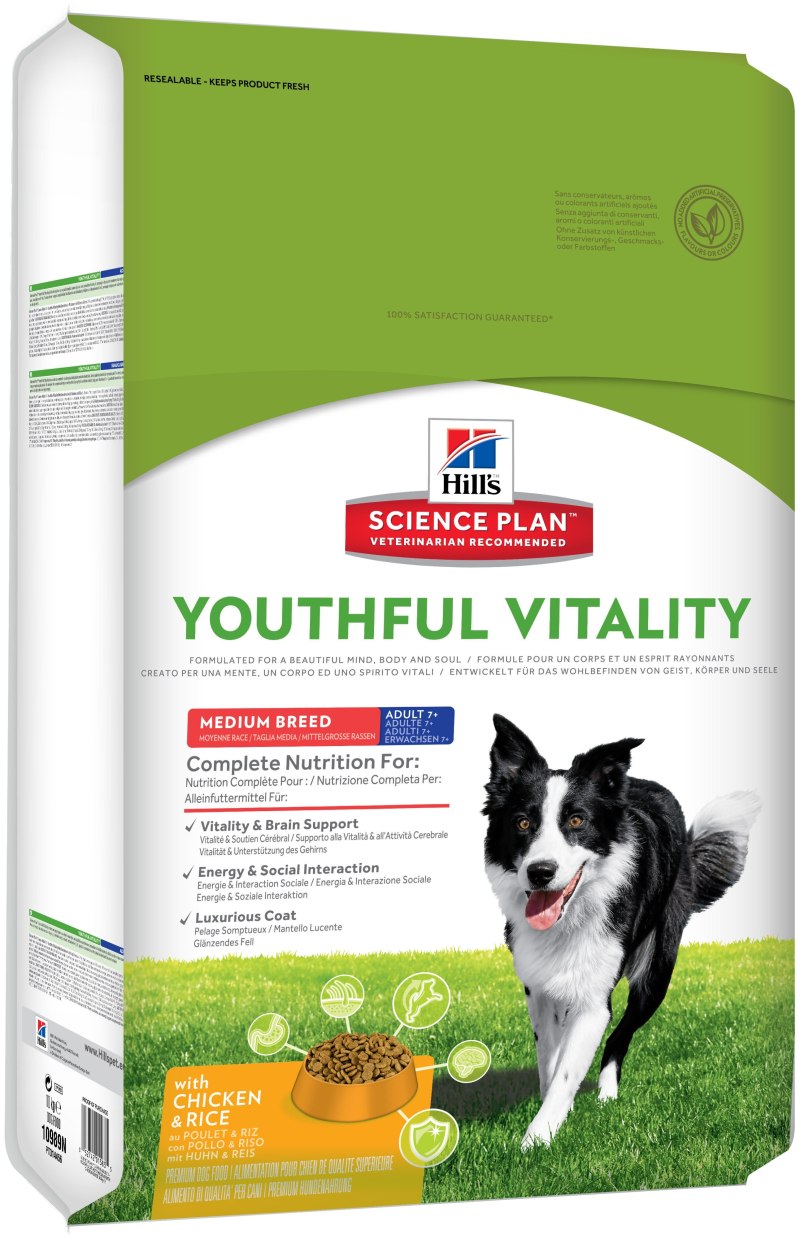 10989 Хиллс youthful Vitality сух.д/пожилых собак средних пород курица 10кг