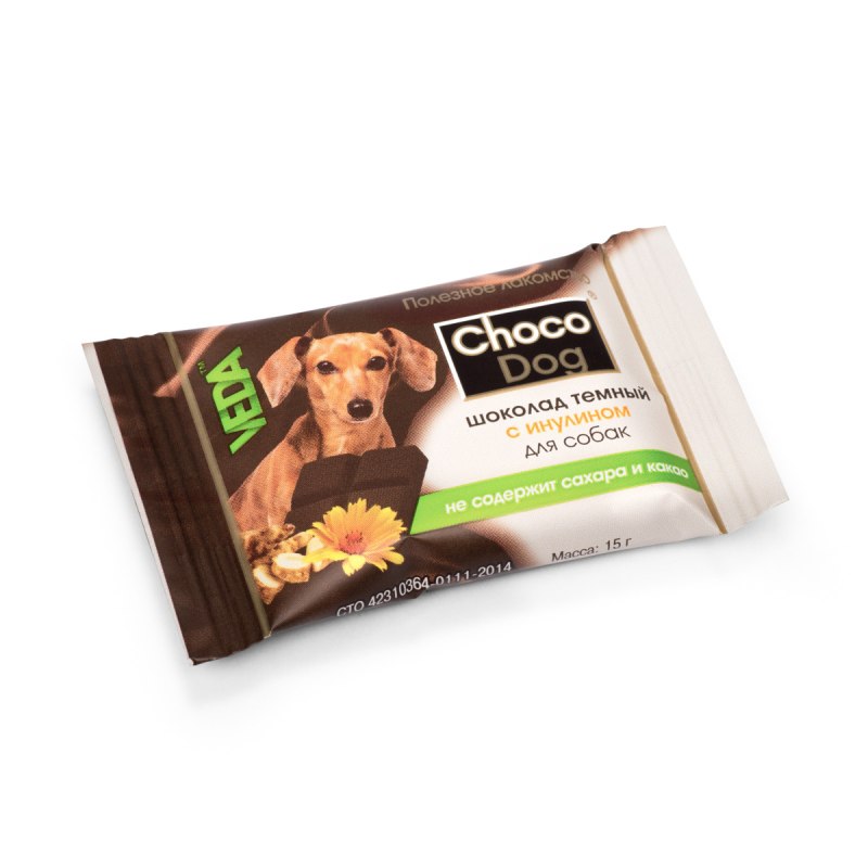 Choco Dog, темный шоколад с инулином для собак, 15 гр.