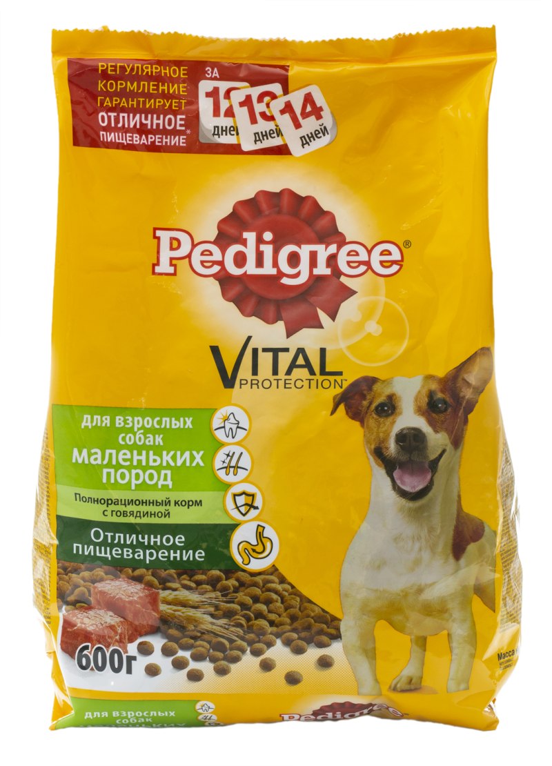 Корм д/взр собак малых пород говядина 600г pedigree Россия