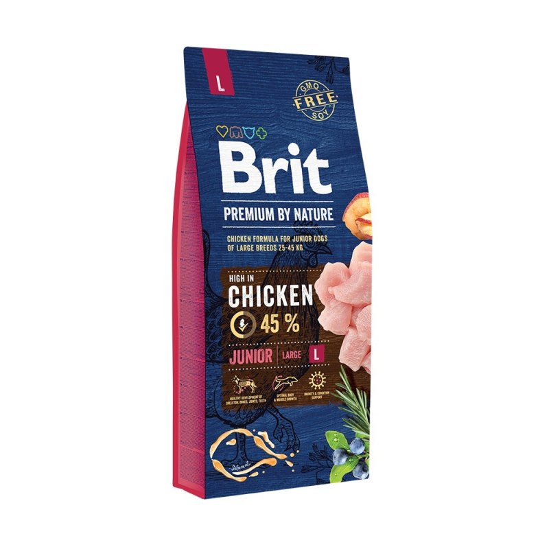 Корм сухой Brit Premium by nature Junior m, для молодых собак средних пород, 15 кг