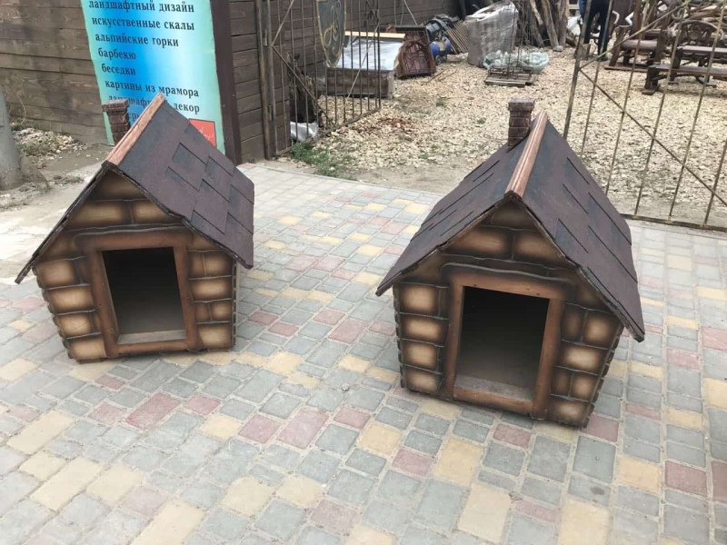 Тёплая будка для собаки из кирпича