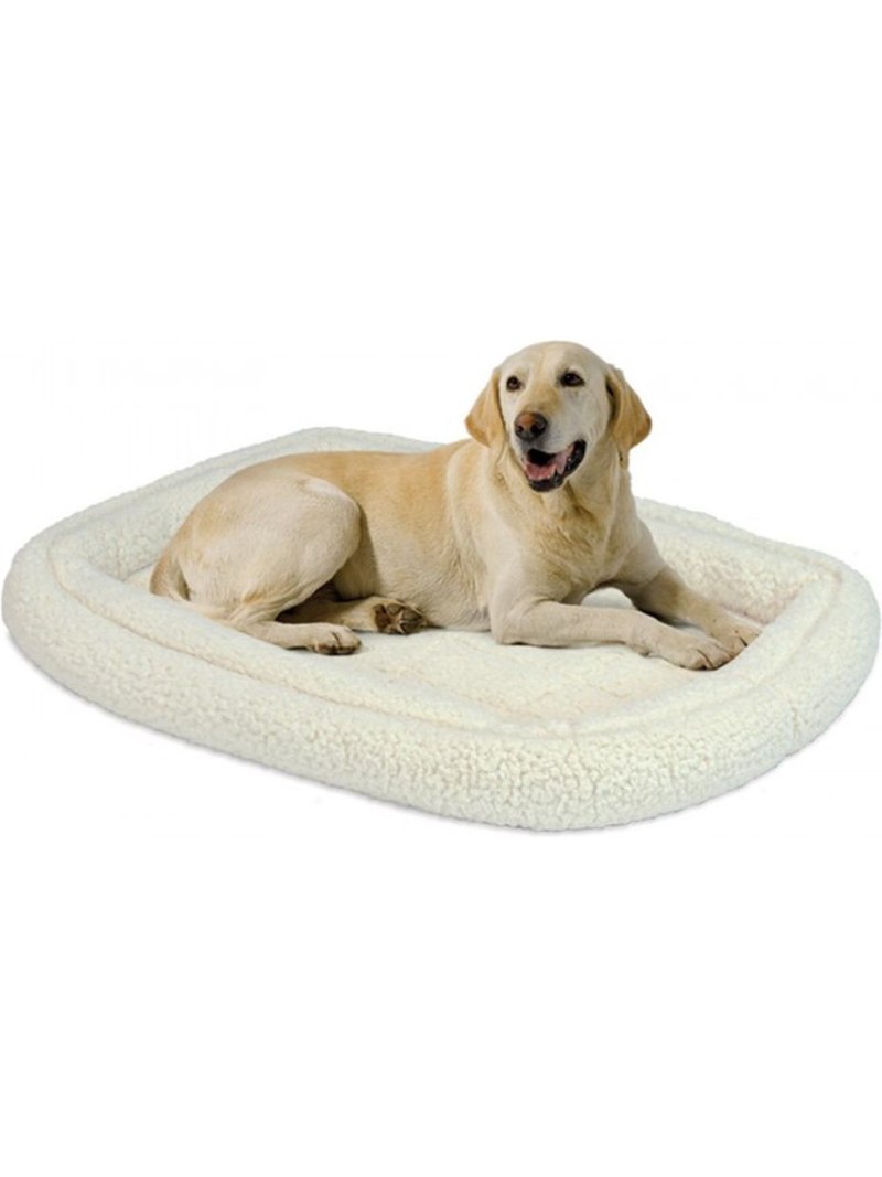 Midwest лежанка Double Bolster с двойным бортом флисовая белая