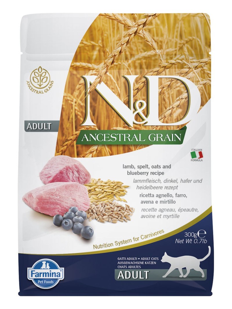 Фармина n&d Low Grain корм сухой для кошек ягненок/черника 300г (Farmina - Италия)