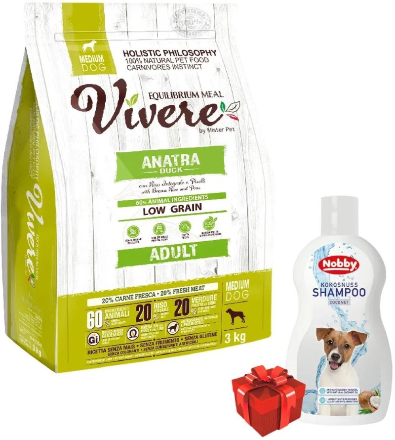 Корм для собак vivere утка 3 кг