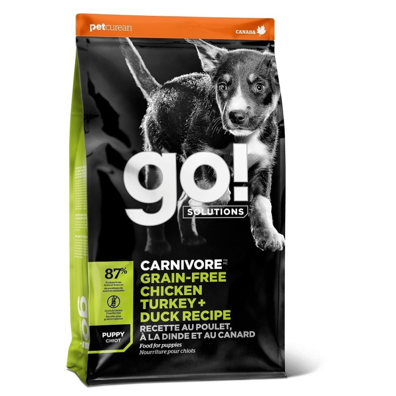 Сухой корм для щенков go! Carnivore, беззерновой, курица, индейка, утка