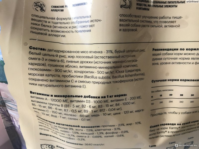 Карми корм для собак гипоаллергенный ягненок/рис 2кг