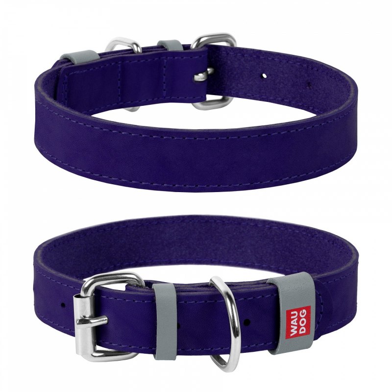 Collar waudog Classic ошейник для собак кожаный, ш 20 мм, дл 30-39 см фиолетовый