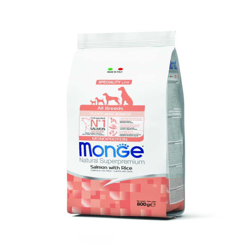 Monge Dog Speciality Puppy&Junior корм для щенков всех пород лосось с рисом 800г