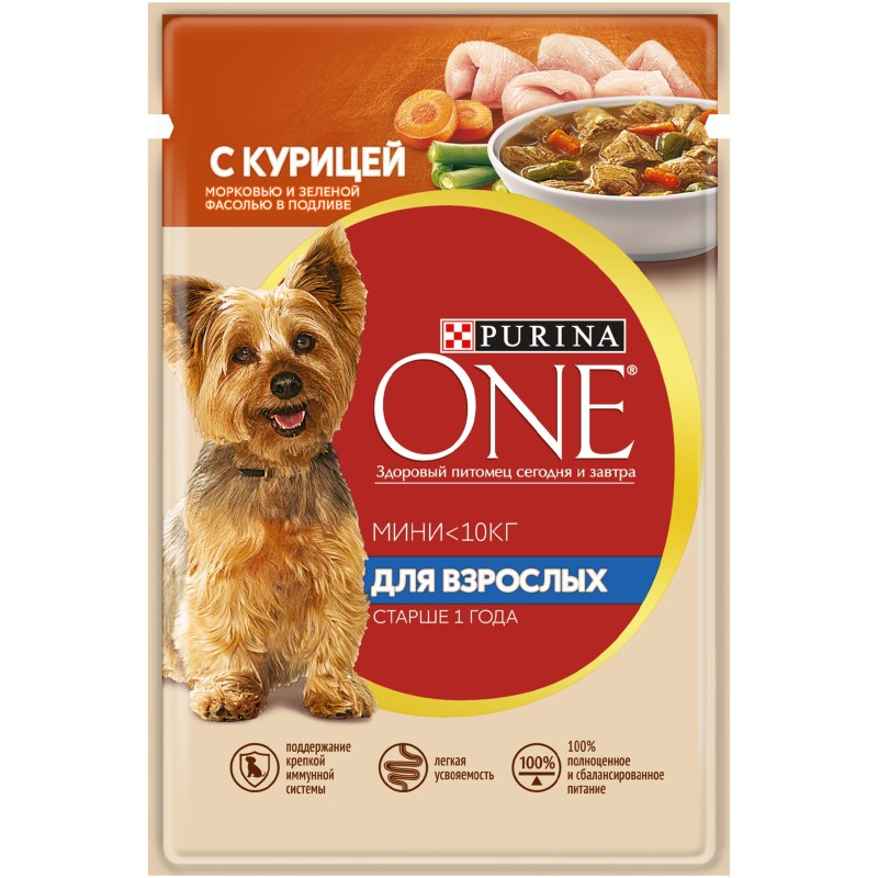 Purina one Mini для собак для активных собак 85г