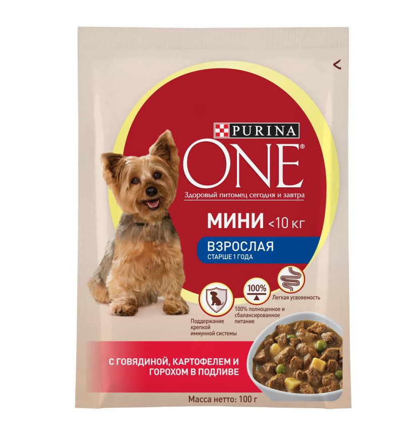 Корм для собак Purina one говядина 100г